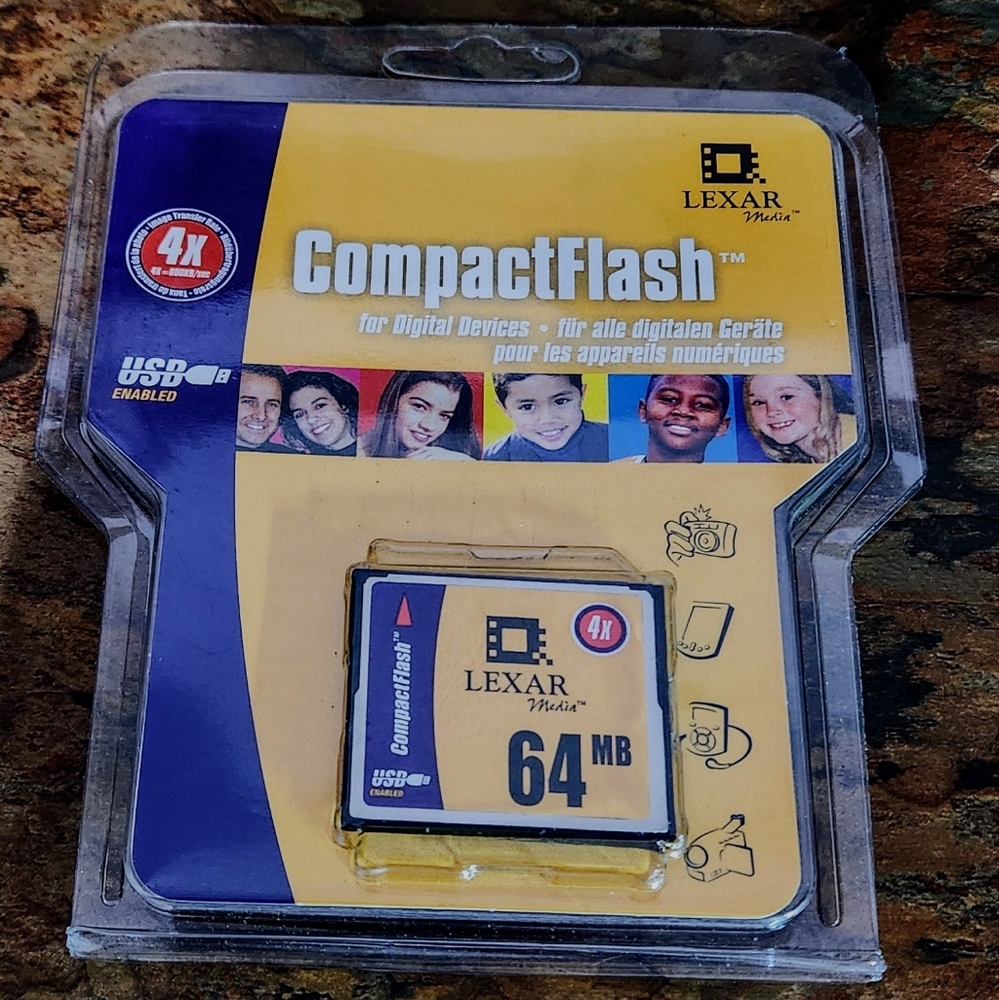 Lexar Compact Flash 64 - MB Memory Card  • USB -Enabled • Lexar's 4- -Speed Rate